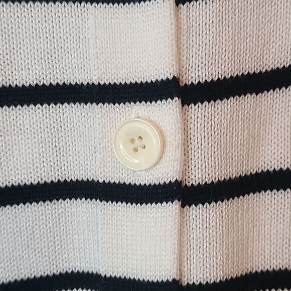 CABI Turnabout Button Up Cardigan Cream & Black Stripes Size M - Picture 9 of 12